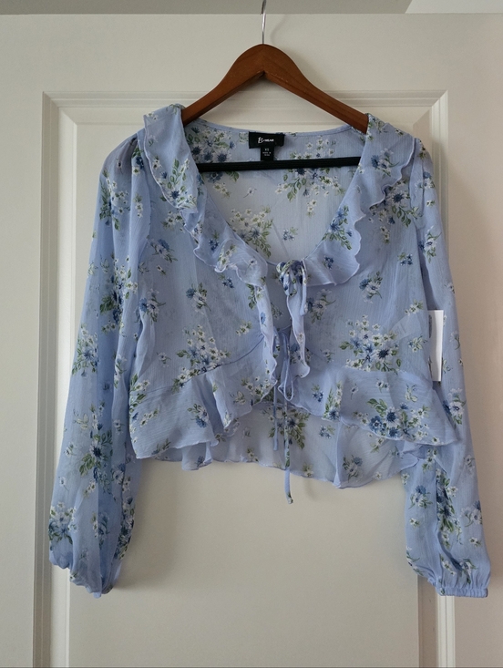 Bwear Tops - Ruffle Floral Tiefront Blouse Western Chic Romantic Fairy Core XS NWT B Wear